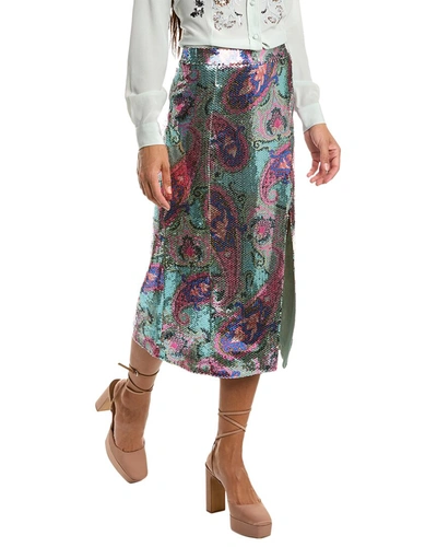 Shop Etro Sequin Skirt In Multi