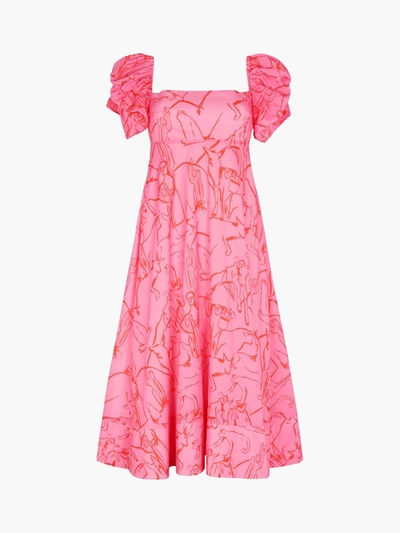 De Loreta Calla Dress In Rosa Print In Pink