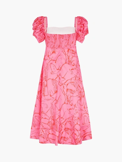 De Loreta Calla Dress In Rosa Print In Pink