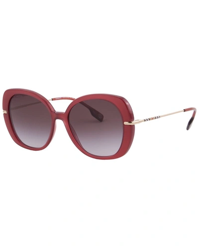 Shop Burberry Unisex Be4374 55mm Sunglasses In Red