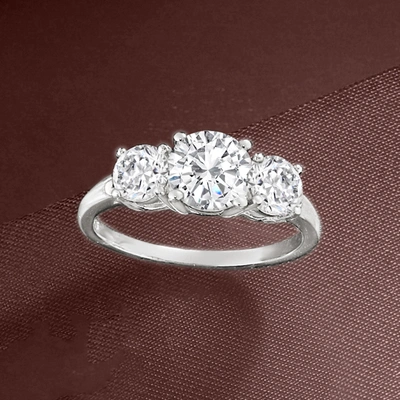 Ross-simons Moissanite 3-stone Ring In Sterling Silver