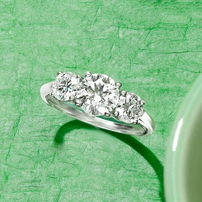 Ross-simons Moissanite 3-stone Ring In Sterling Silver
