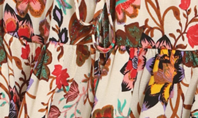 Shop Maggy London Ruffle Sleeve Midi Dress In Cream/ Coral