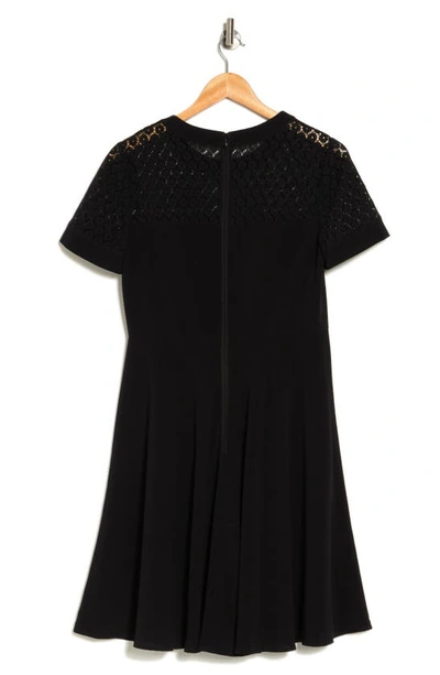Shop Focus By Shani Lace Yoke Short Sleeve Fit & Flare Dress In Black