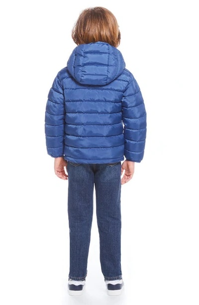 Shop Andy & Evan Monsters Reversible Puffer Jacket In Mid Blue Dinos