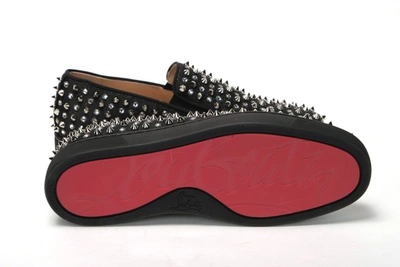 Shop Christian Louboutin Black/crystal Sv Version Roller 1c1s Flat Men's Shoes