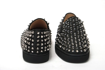 Shop Christian Louboutin Black/crystal Sv Version Roller 1c1s Flat Men's Shoes