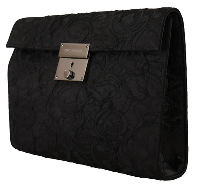 Shop Dolce & Gabbana Black Jacquard Leather Document Briefcase Men's Bag