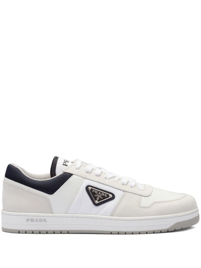 Shop Prada Downtown Re-nylon Sneakers - Men's - Rubber/nubuck Leather/recycled Nylon/mesh In Weiss