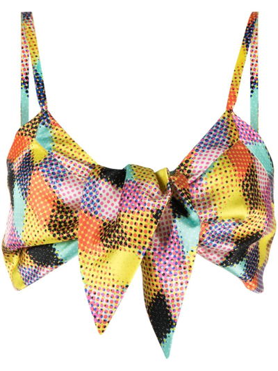 Shop Christopher John Rogers Printed Bra Top - Women's - Polyester In Yellow