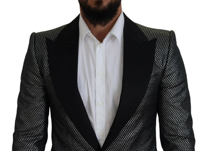 Shop Dolce & Gabbana Black Silver Jacquard Slim Fit Jacket Men's Blazer