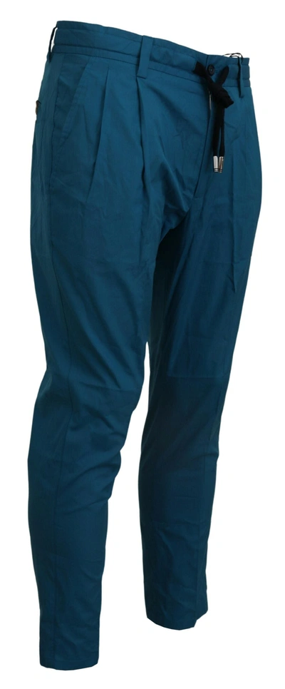 Shop Dolce & Gabbana Blue Cotton Chinos Trousers Men's Pants