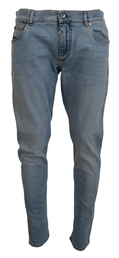 Shop Dolce & Gabbana Blue Wash Slim Fit Cotton Denim Men's Jeans
