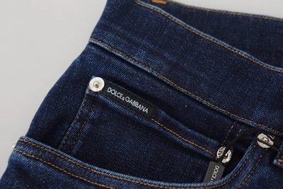 Shop Dolce & Gabbana Dark Blue Cotton Denim Skinny Men's Jeans