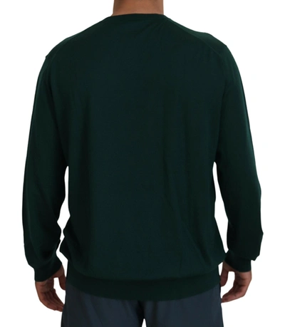 Shop Dolce & Gabbana Green Cashmere V-neck Pullover Men's Sweater