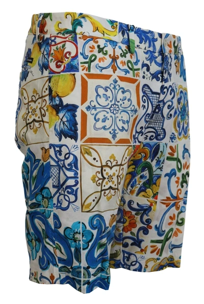 Shop Dolce & Gabbana Majolica Print Cotton Chinos Men's Shorts In Multicolor