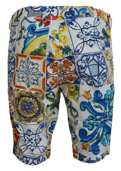 Shop Dolce & Gabbana Majolica Print Cotton Chinos Men's Shorts In Multicolor