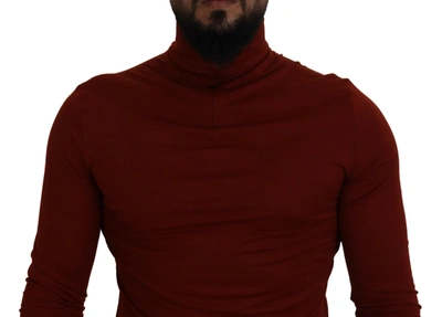 Shop Dolce & Gabbana Maroon Cotton Turtle Neck Zip Men's Sweater