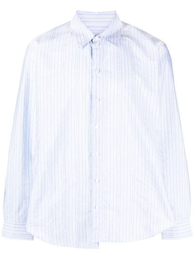Shop Martine Rose Blue Striped Wrap Cotton Shirt