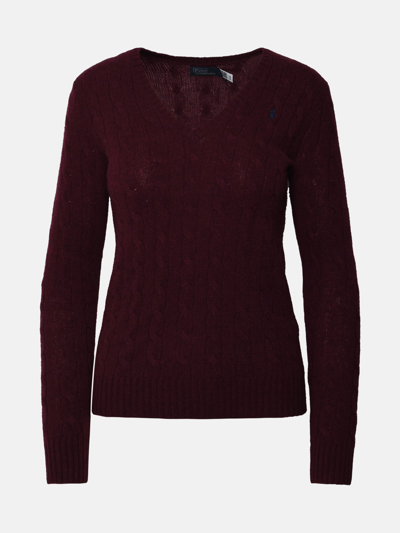 Shop Polo Ralph Lauren Kimberly Sweater In Burgundy Cashmere Blend In Bordeaux