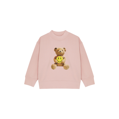 Shop Palm Angels Kids Smiley Bear-print Cotton Sweatshirt (4-12 Years) In Pink
