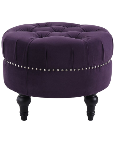 Shop Jennifer Taylor Home Dawn Tufted Round Ottoman Nailhead Accents In Purple