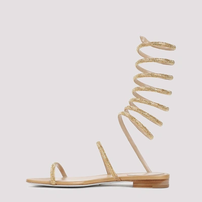 René Caovilla Rene Flat Crystal-embellished Sandals In Metallic