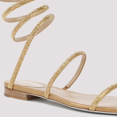 René Caovilla Rene Flat Crystal-embellished Sandals In Metallic