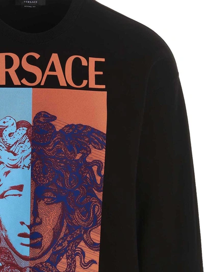 Shop Versace 'medusa' Print Sweatshirt In Black