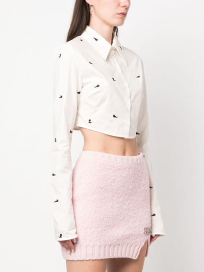 Shop Gcds Kittho Cropped Shirt In White