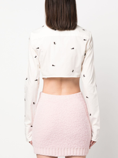 Shop Gcds Kittho Cropped Shirt In White