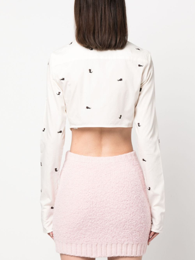 Gcds Kittho Cropped Shirt In White