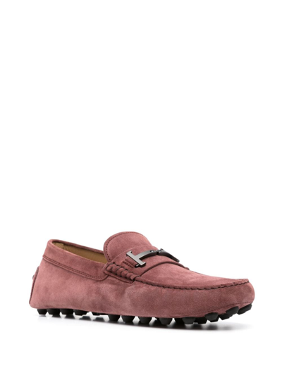 Shop Tod's Gommino Double-t Suede Loafers In Red