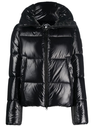 Shop Save The Duck Logo-patch Puffer Jacket In Black