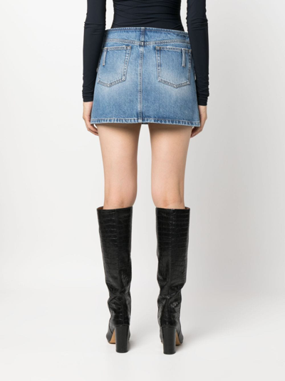 Shop Dolce & Gabbana Distressed-effect Denim Miniskirt In Blue