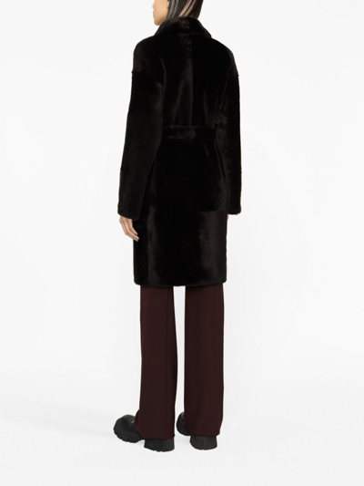 Shop Yves Salomon Belted Single-breasted Coat In Brown