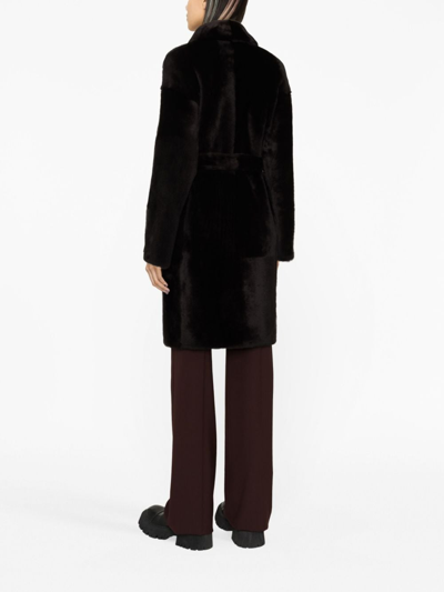 Yves Salomon Belted Single-breasted Coat In Brown