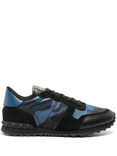 Shop Valentino Camouflage Rockrunner Low-top Sneakers In Black