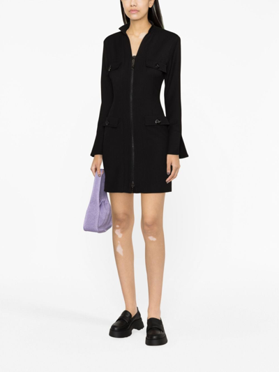Genny Zip-up Tailored Minidress In Black