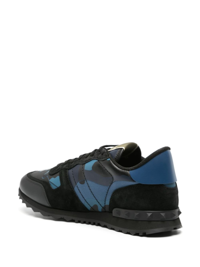 Shop Valentino Camouflage Rockrunner Low-top Sneakers In Black