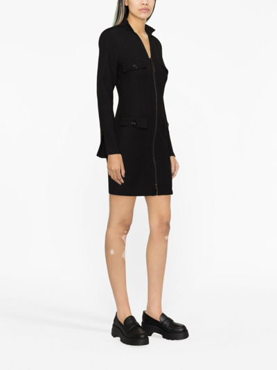 Genny Zip-up Tailored Minidress In Black