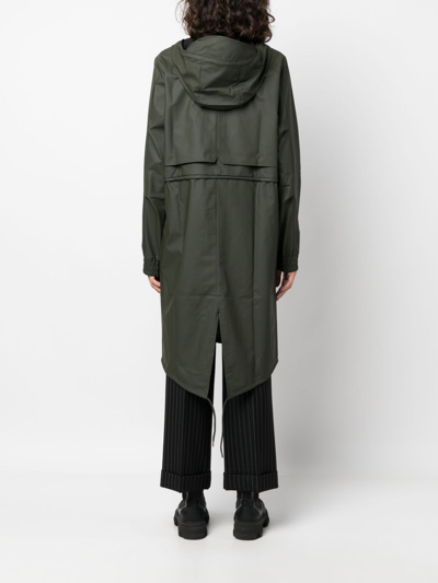 Shop Rains String Hooded Parka Coat In Green