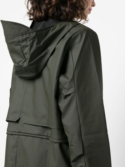 Shop Rains String Hooded Parka Coat In Green