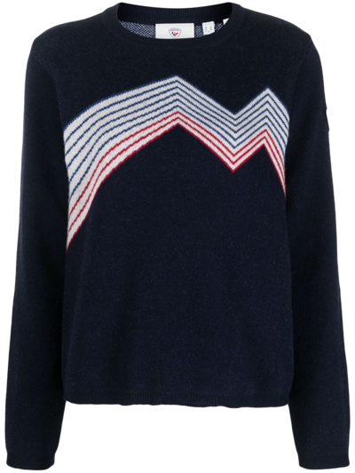 Shop Rossignol Mountain Intarsia-knit Jumper In Blue