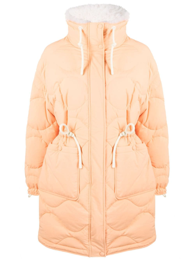 Yves Salomon Quilted Drawstring-waist Coat In Orange