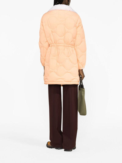 Yves Salomon Quilted Drawstring-waist Coat In Orange