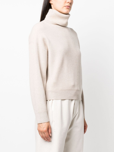 Brunello Cucinelli High-neck Knitwear In Luxurious Wool-cashmere-silk Blend In Neutral