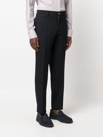 Shop Hugo Boss Mid-rise Tapered Tailored Trousers In Blue