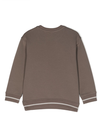 Shop Emporio Armani Logo-embroidered Cotton-blend Sweatshirt In Brown