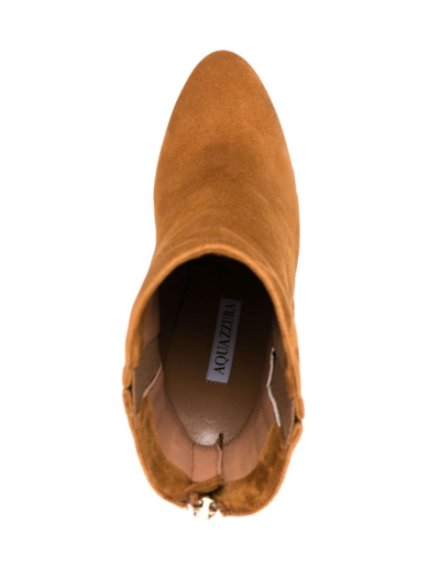 Shop Aquazzura Joplin 105mm Almond-toe Boots In Brown